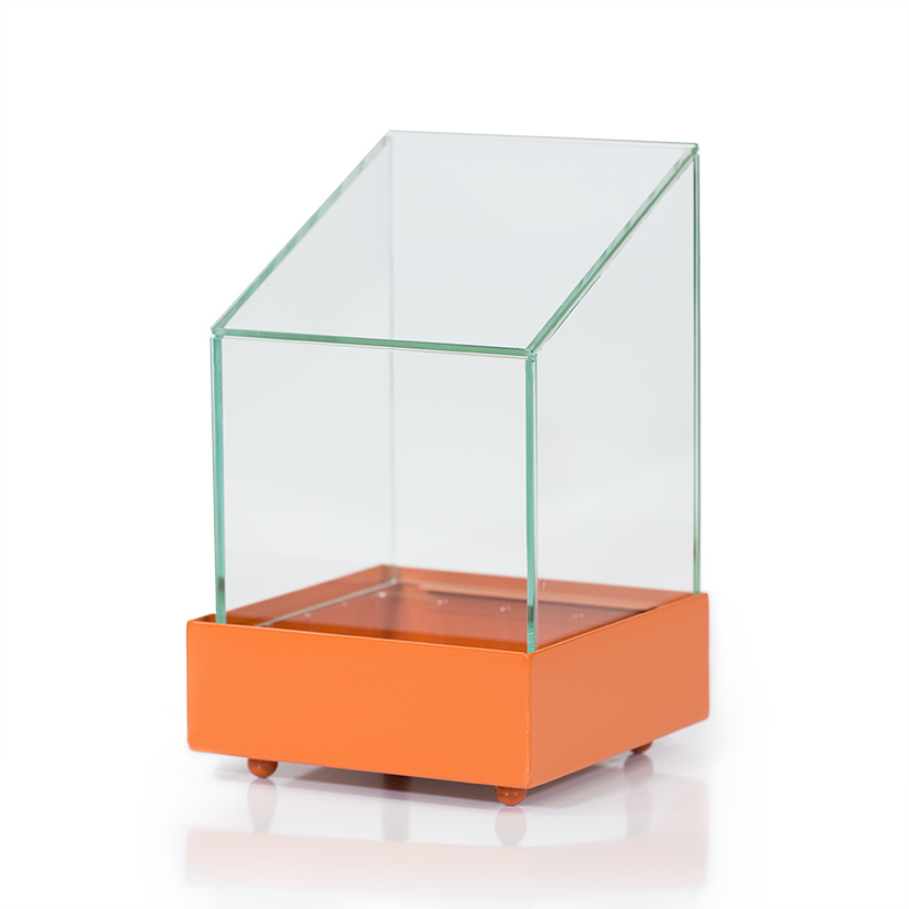 Glass Shed Terrarium in Orange Base