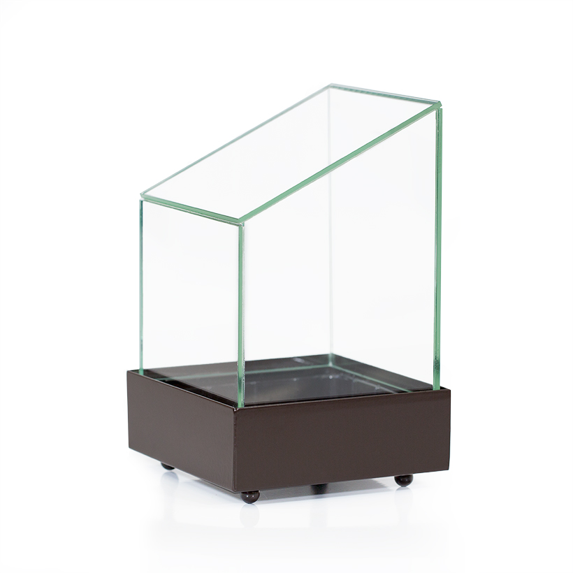 Glass Shed Terrarium in Brown Base