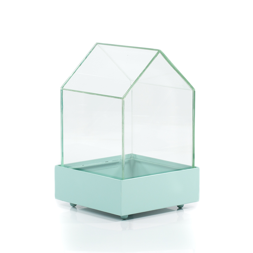 Glass House Terrarium in Turquoise Base