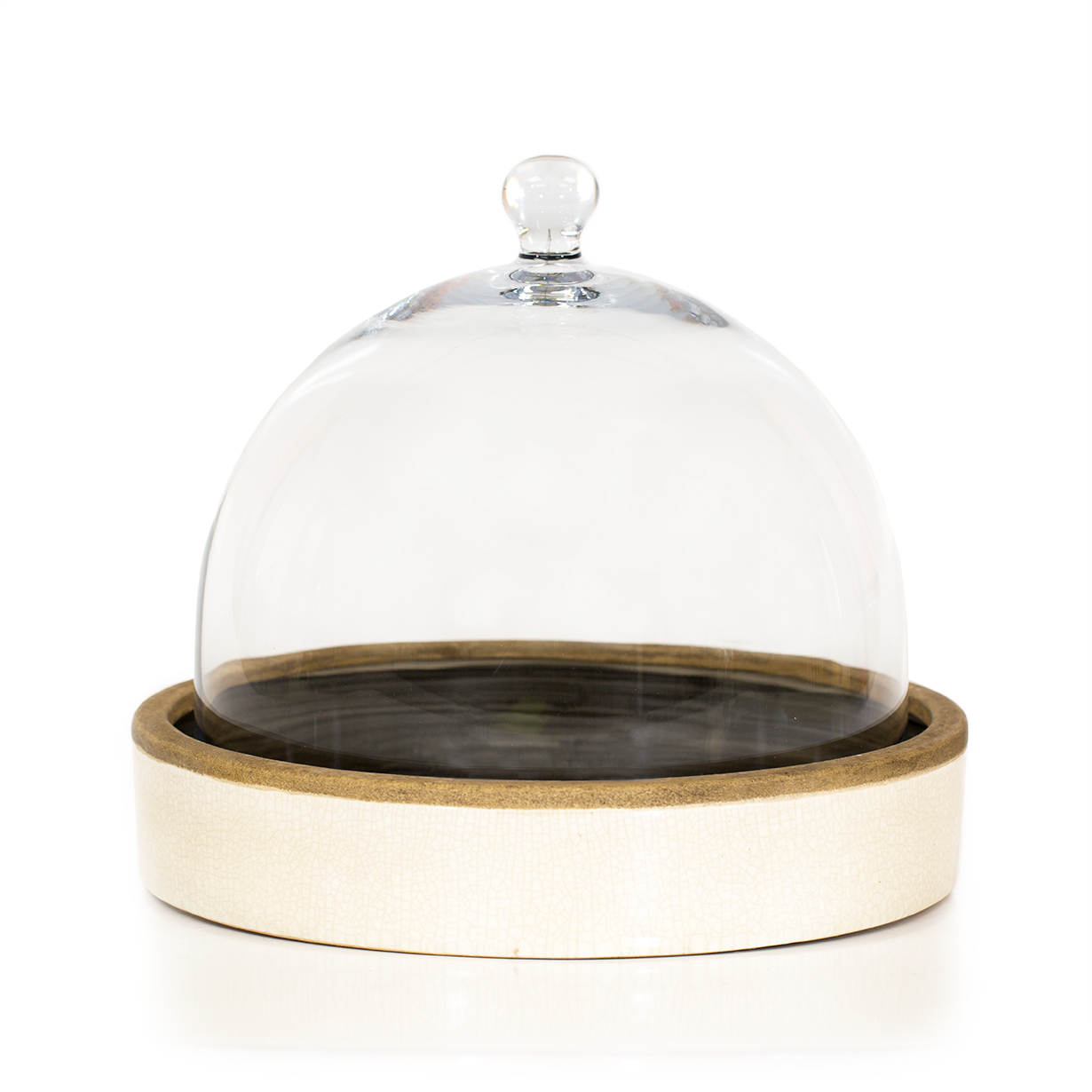 Ceramic Round Tray with Cloche (White Base, Large)
